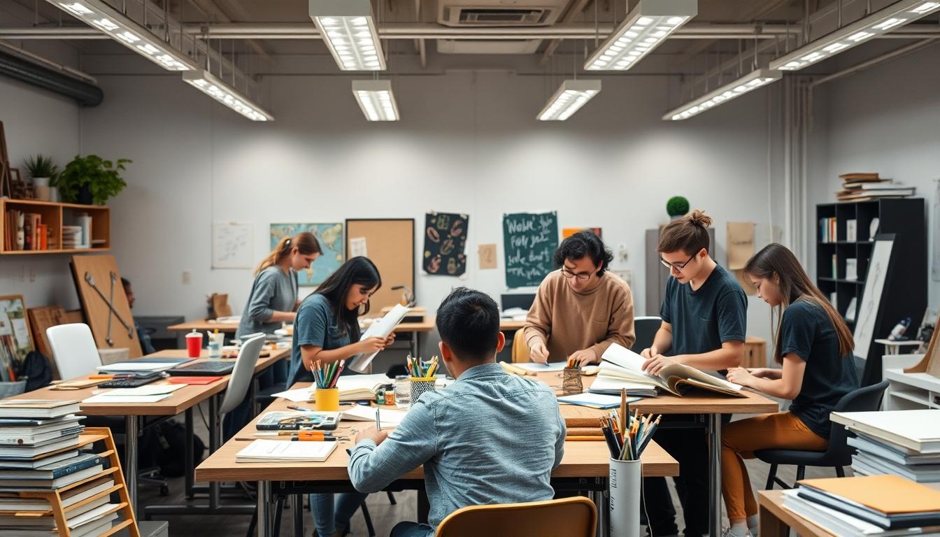 Student using a study guide to organize academic notes
