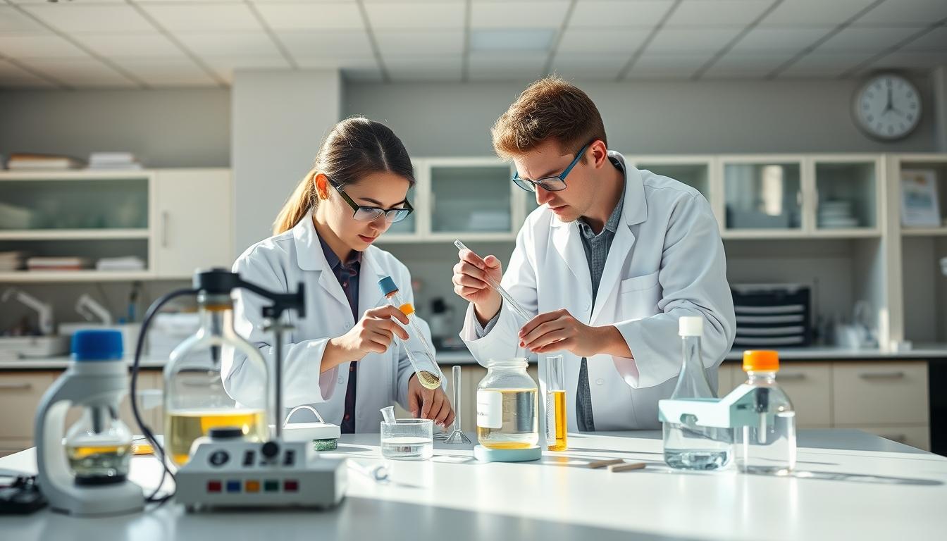Students studying together in modern classroom