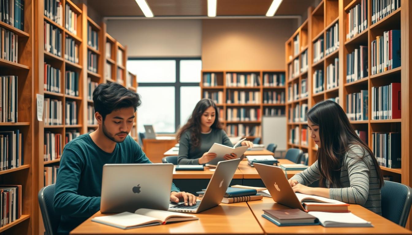Students collaborating in study space