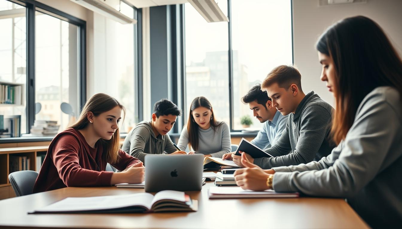 Students working in research laboratory